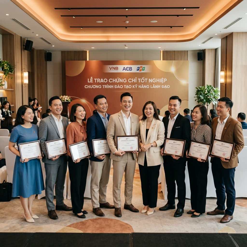 Khoảnh khắc thành tựu — trao chứng chỉ và ảnh kỷ niệm sau khóa đào tạo